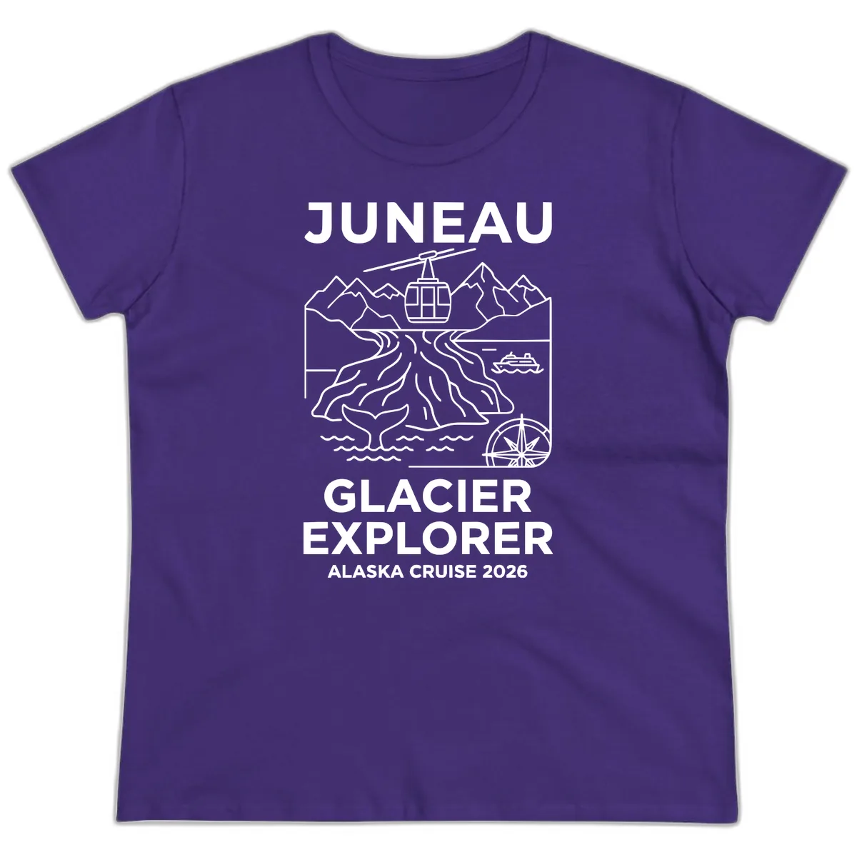 Juneau Glacier Explorer Alaska Cruise Ladies Tee in Purple