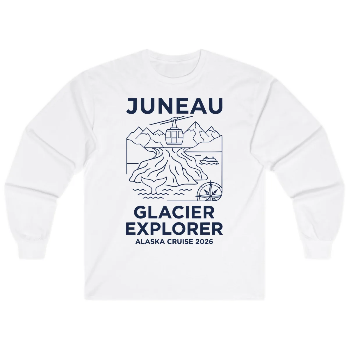 Juneau Glacier Explorer Alaska Cruise Long Sleeve in White