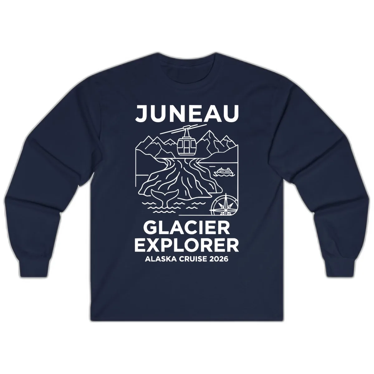Juneau Glacier Explorer Alaska Cruise Long Sleeve in Navy