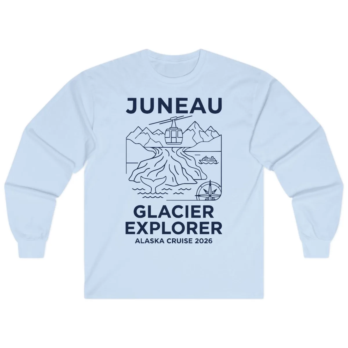 Juneau Glacier Explorer Alaska Cruise Long Sleeve in Light Blue