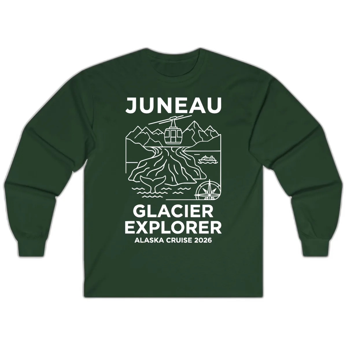 Juneau Glacier Explorer Alaska Cruise Long Sleeve in Forest Green
