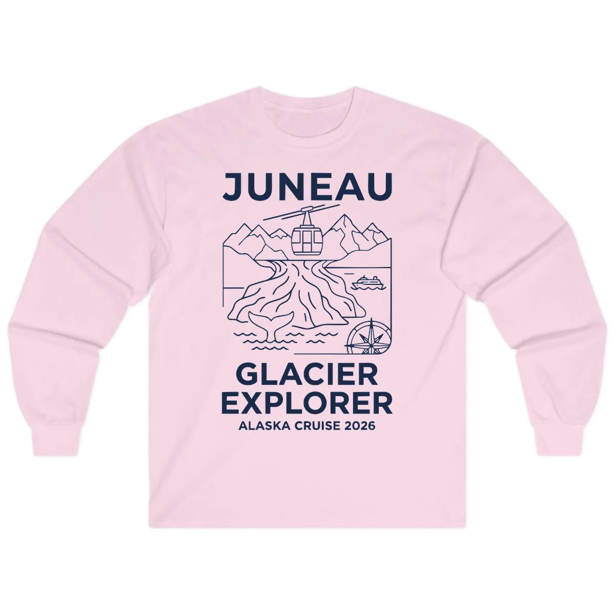 Juneau Glacier Explorer Alaska Cruise Long Sleeve in Light Pink