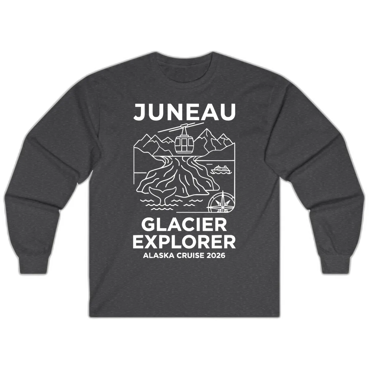 Juneau Glacier Explorer Alaska Cruise Long Sleeve in Dark Heather