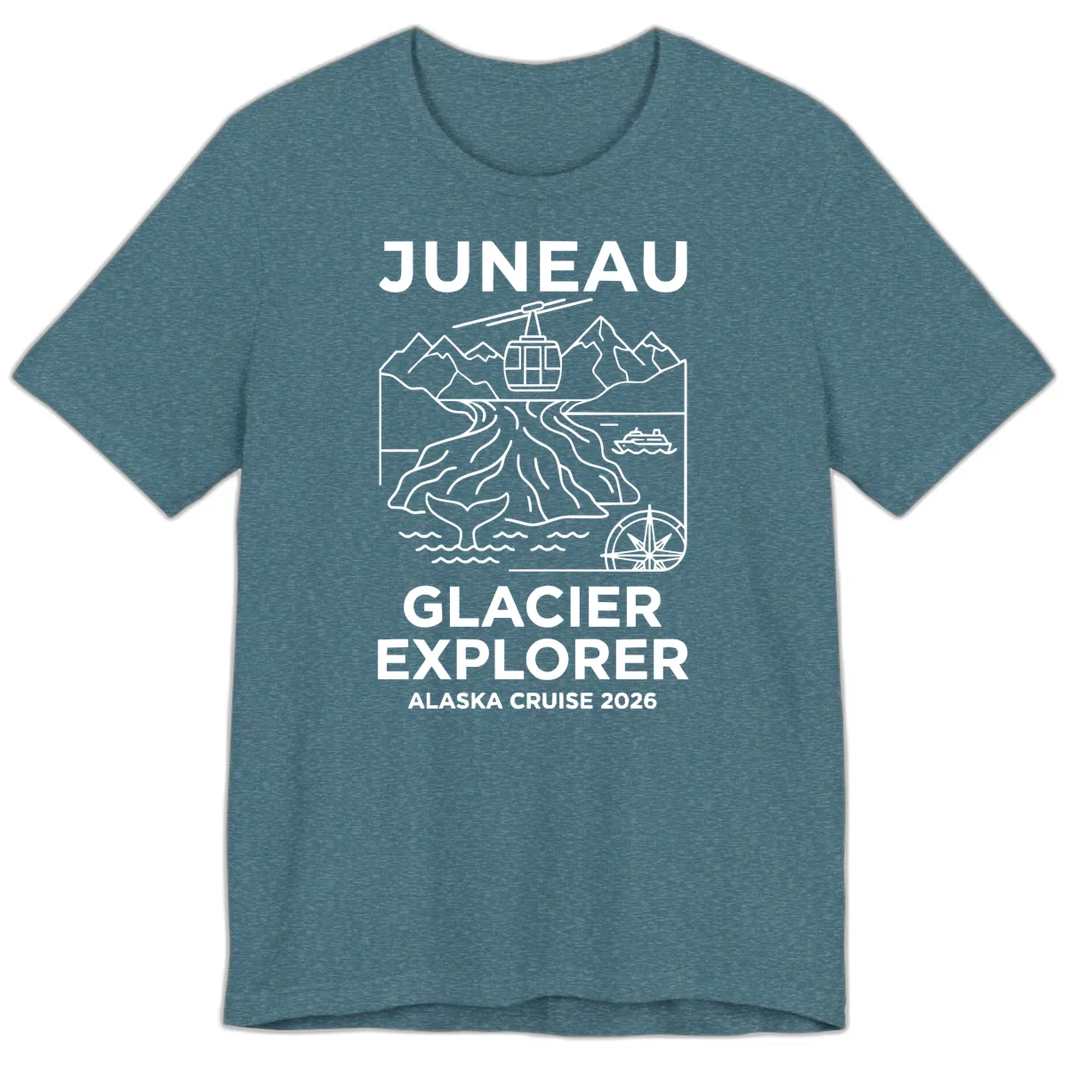Juneau Glacier Explorer Alaska Cruise Premium T-Shirt in Heather Deep Teal