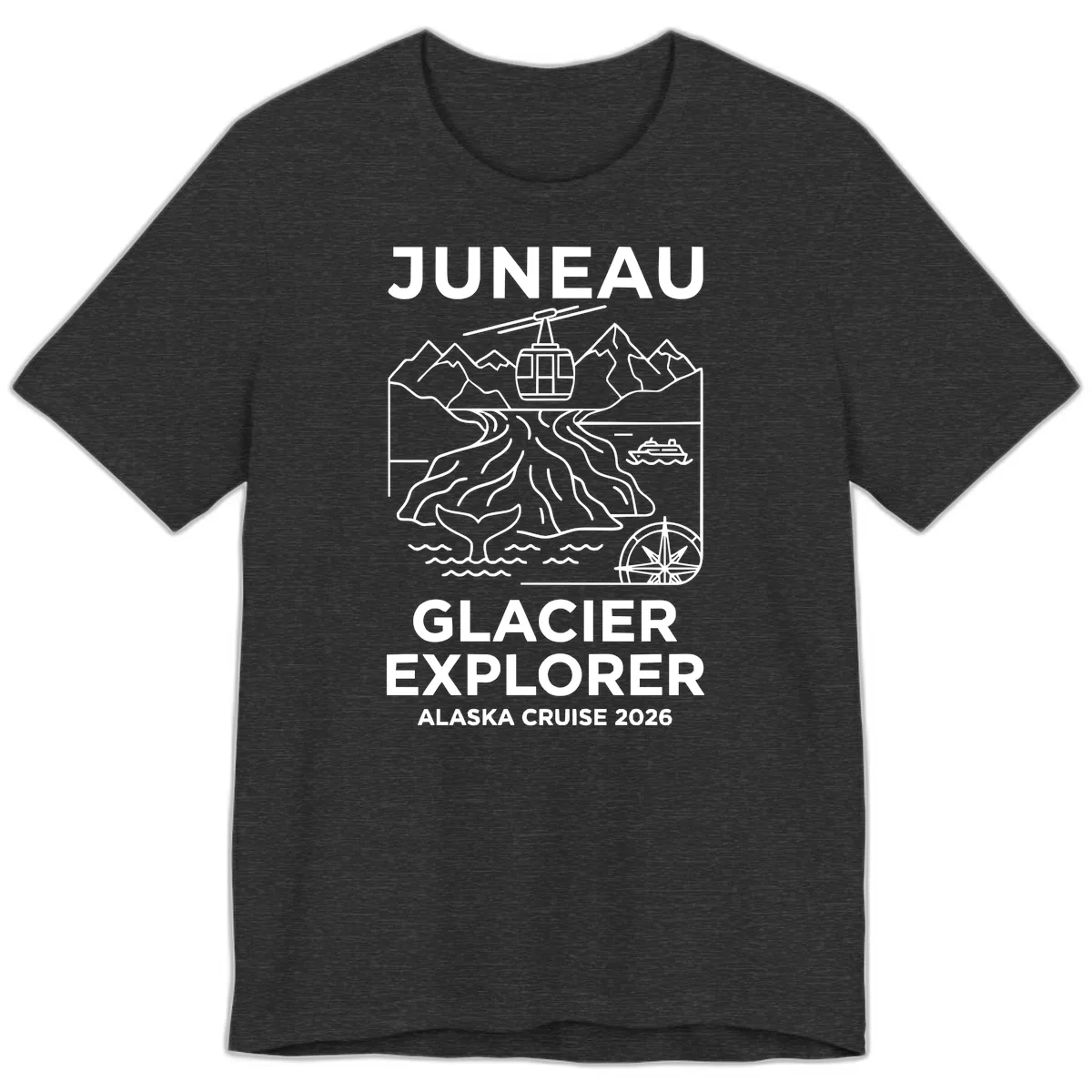 Juneau Glacier Explorer Alaska Cruise Premium T-Shirt in Dark Grey Heather