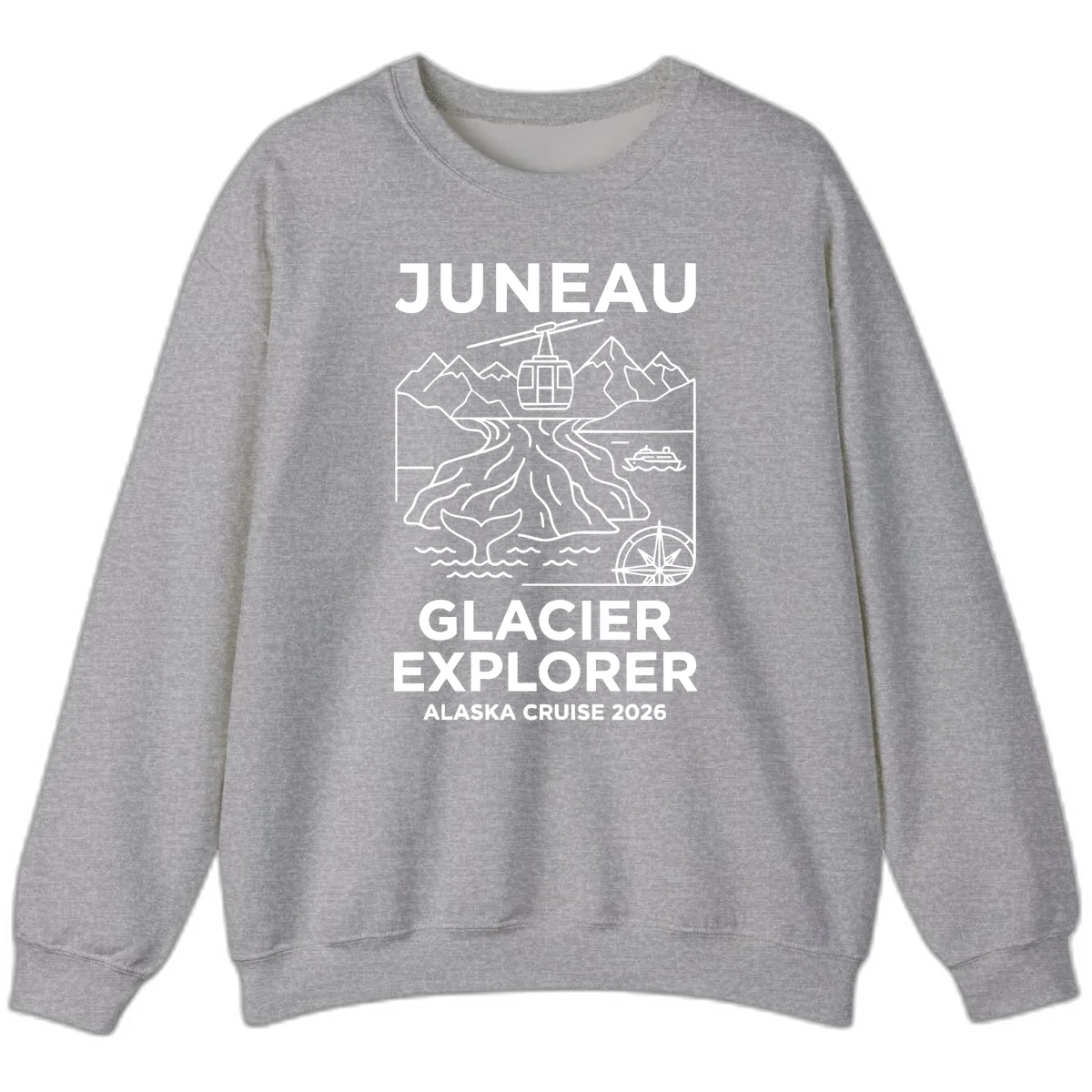 Juneau Glacier Explorer Alaska Cruise Sweatshirt in Sport Grey