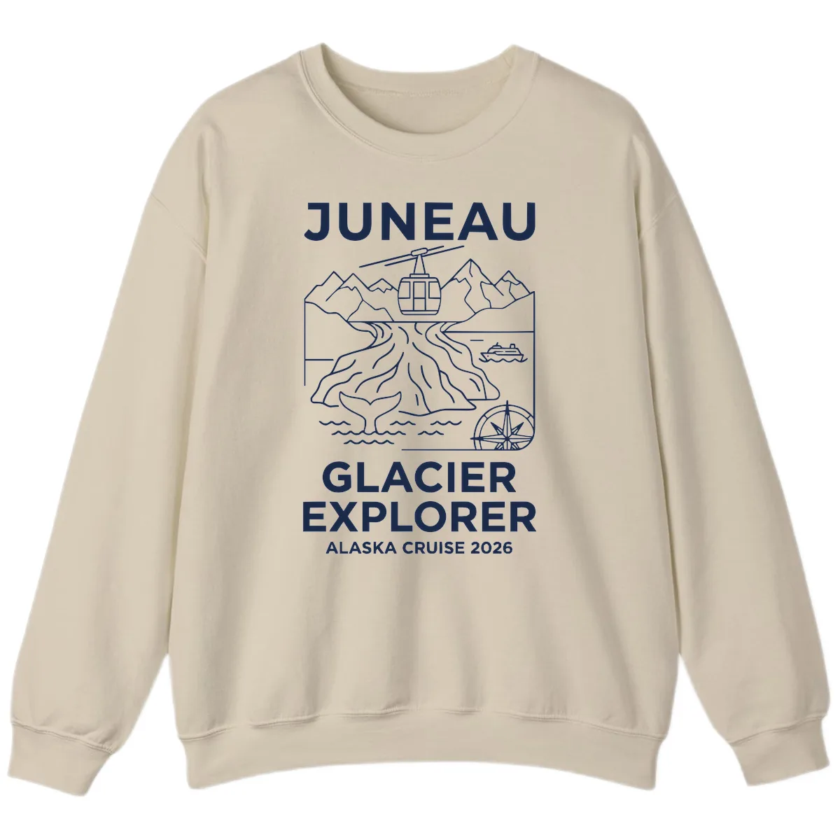 Juneau Glacier Explorer Alaska Cruise Sweatshirt in Sand