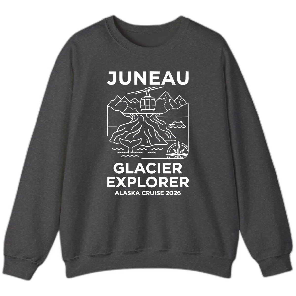 Juneau Glacier Explorer Alaska Cruise Sweatshirt in Dark Heather
