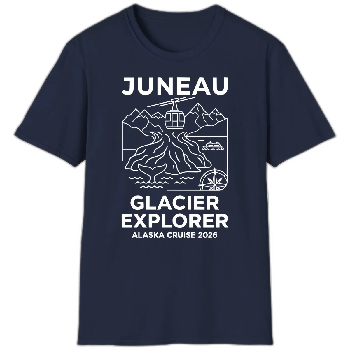 Juneau Glacier Explorer Alaska Cruise T-Shirt in Navy