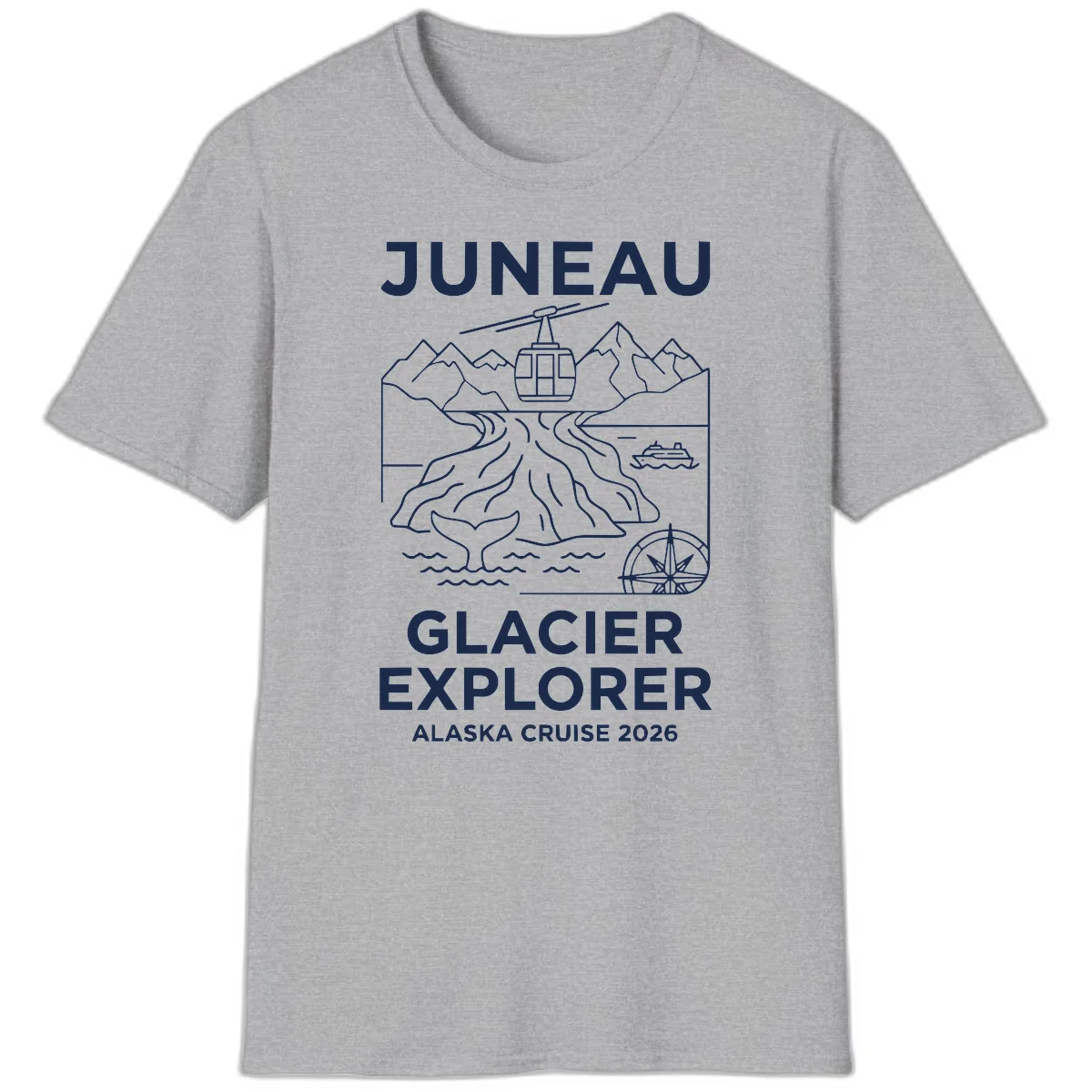 Juneau Glacier Explorer Alaska Cruise T-Shirt in Sport Grey