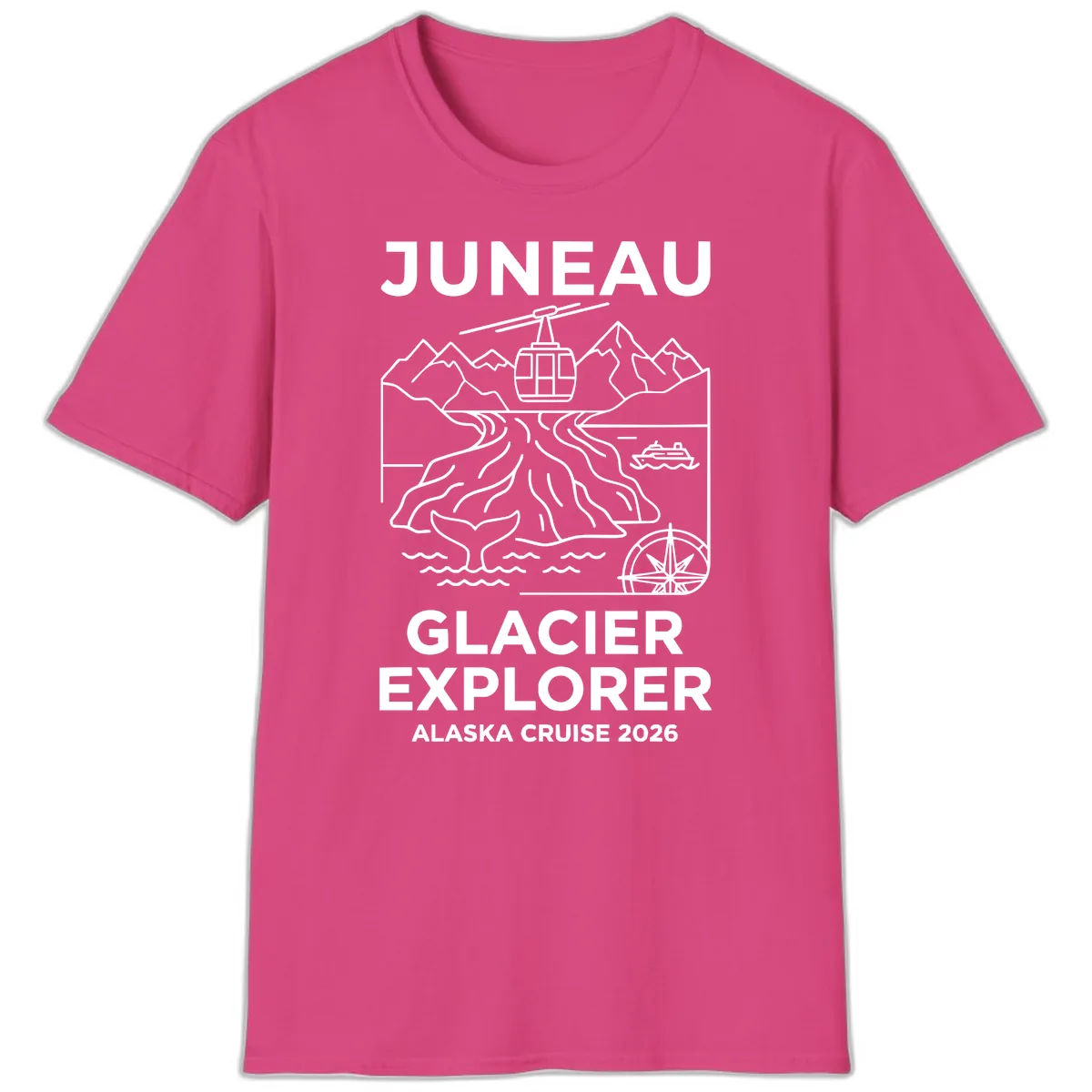 Juneau Glacier Explorer Alaska Cruise T-Shirt in Heliconia