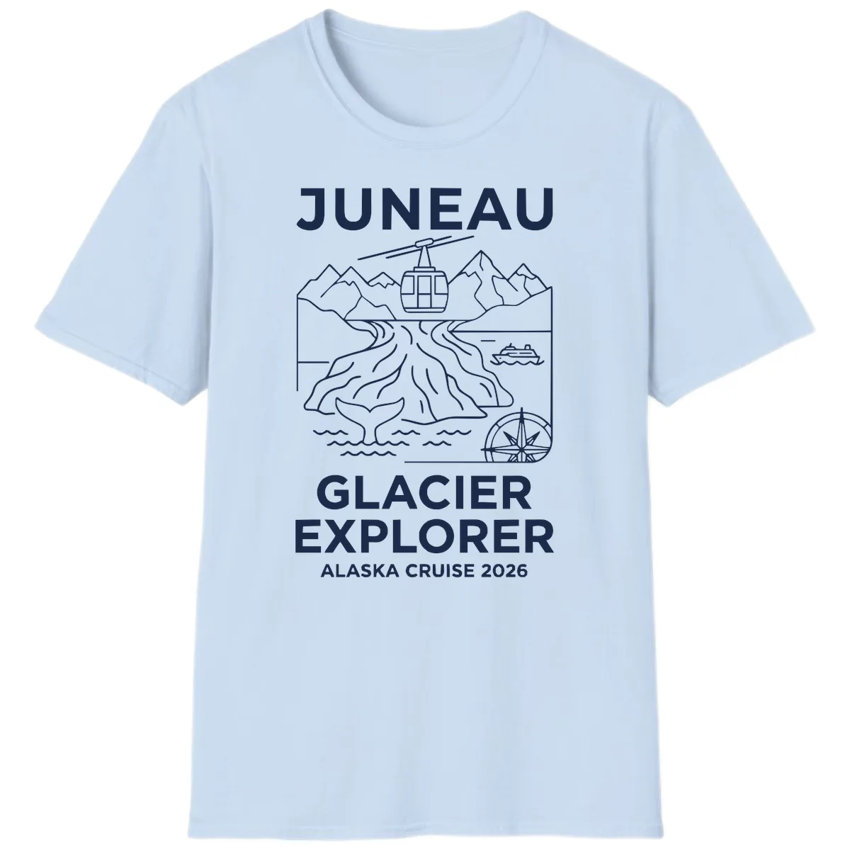 Juneau Glacier Explorer Alaska Cruise T-Shirt in Light Blue