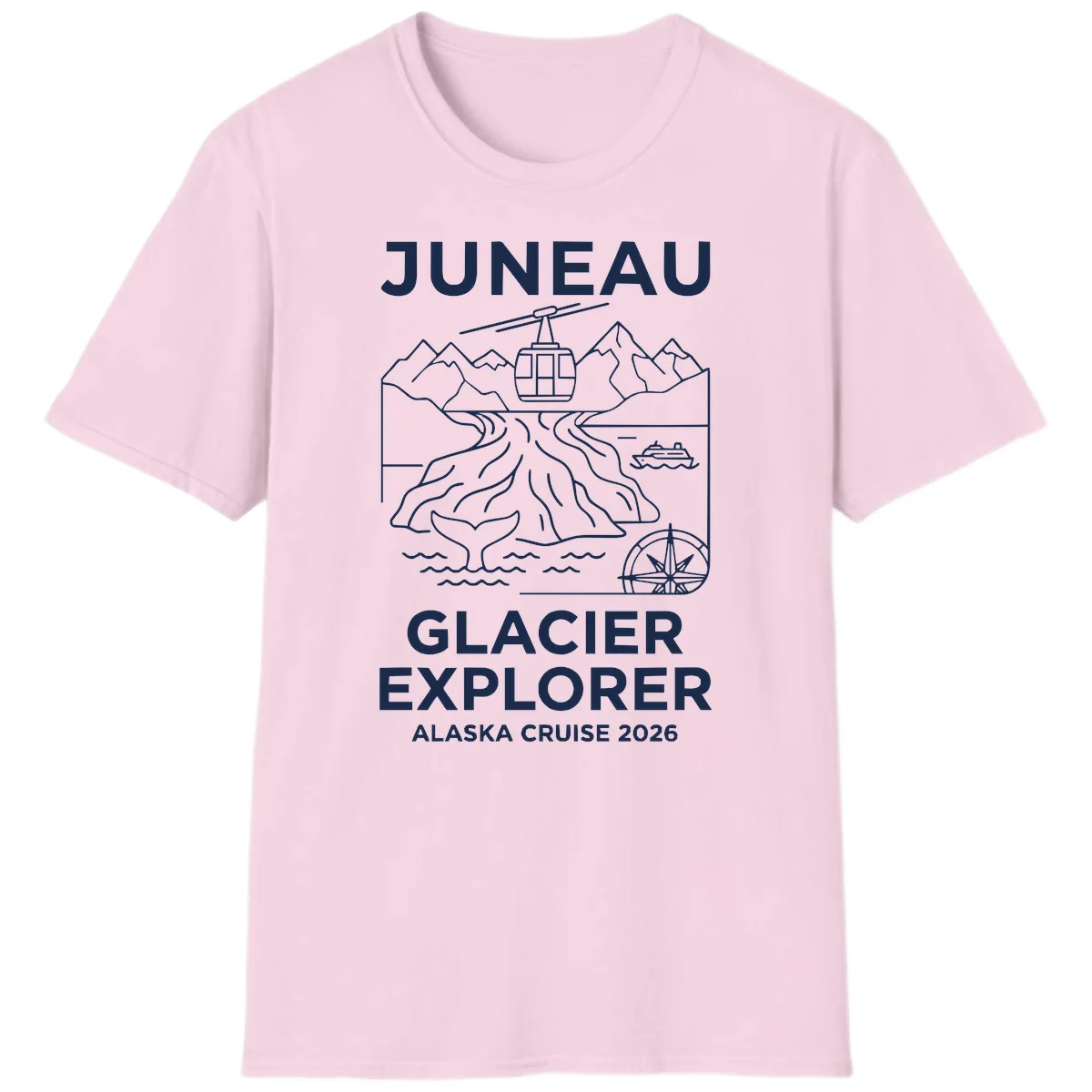 Juneau Glacier Explorer Alaska Cruise T-Shirt in Light Pink