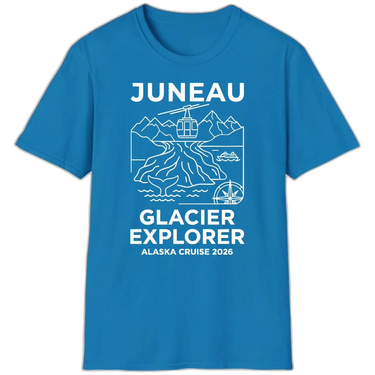 Juneau Glacier Explorer Alaska Cruise T-Shirt in Sapphire
