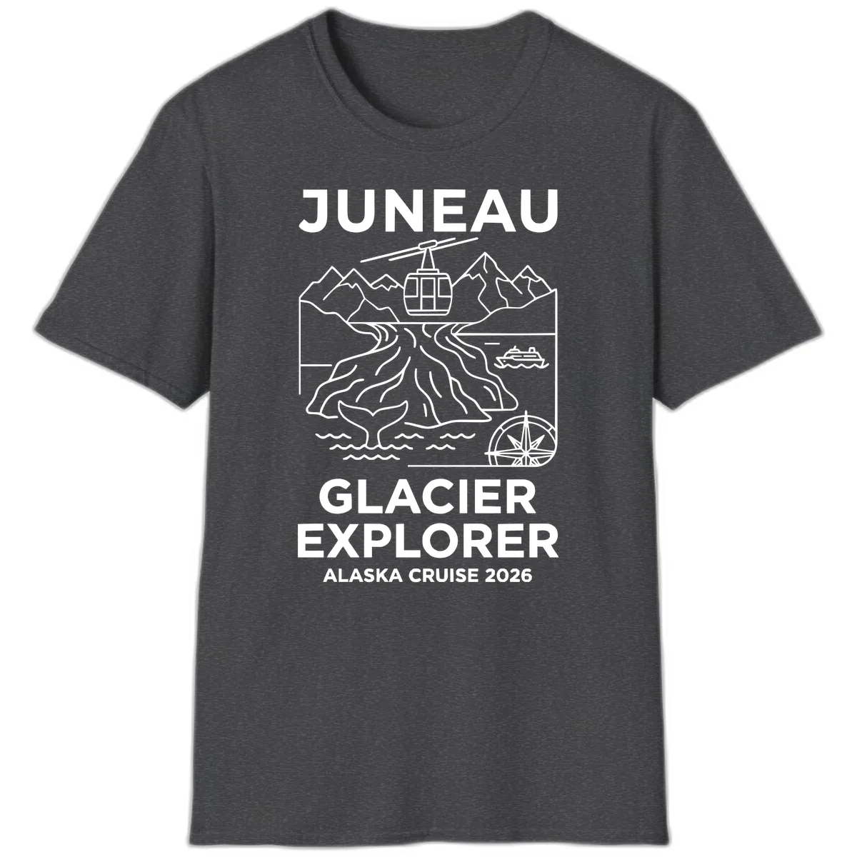 Juneau Glacier Explorer Alaska Cruise T-Shirt in Dark Heather