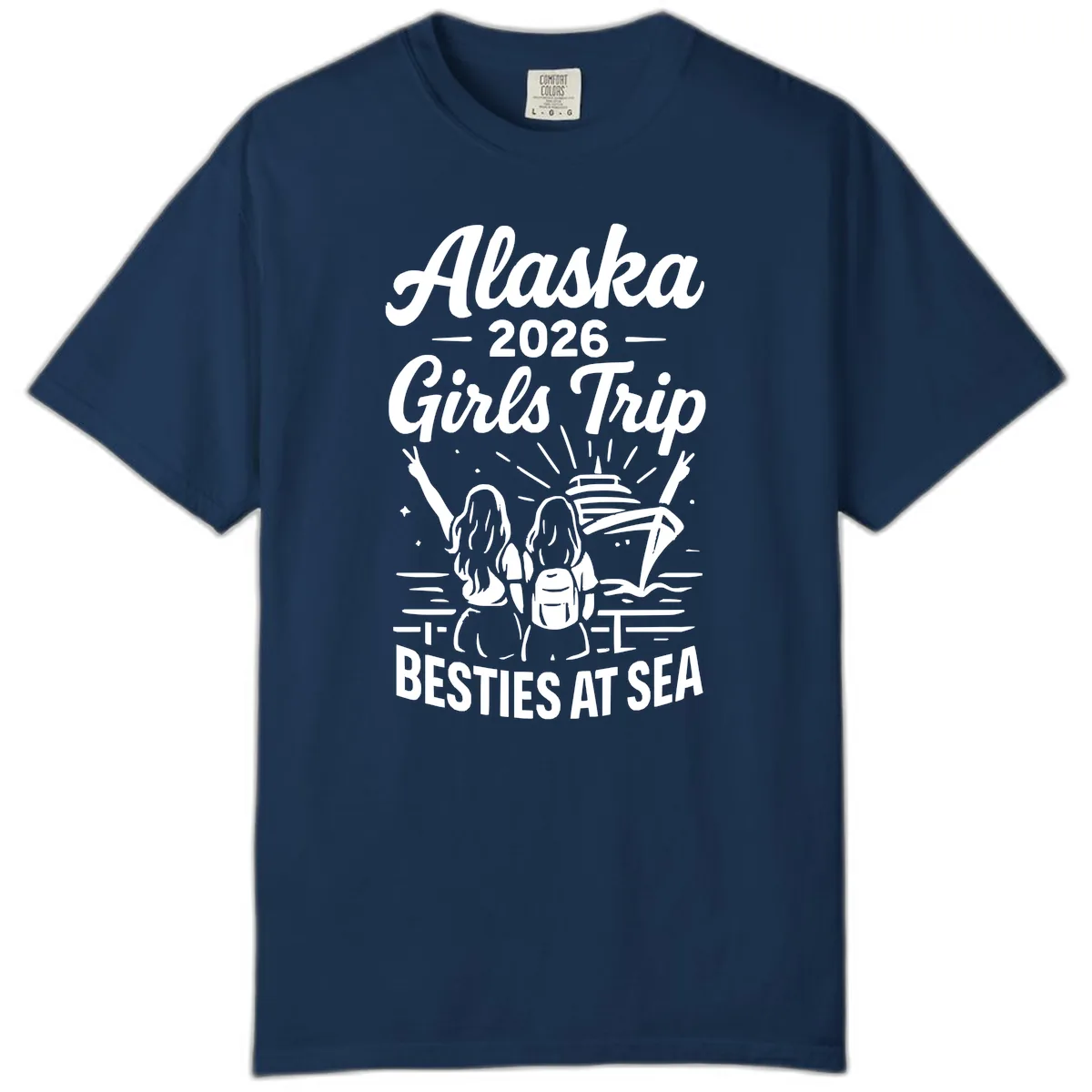 Alaska Girls Trip Besties At Sea Comfort Color in Navy