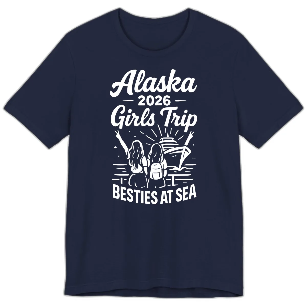 Alaska Girls Trip Besties At Sea Premium T-Shirt in Navy