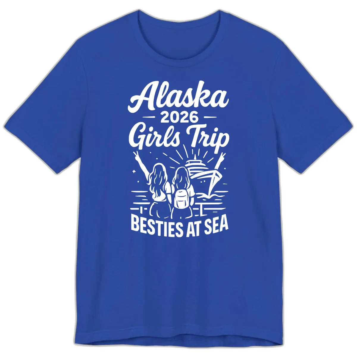 Alaska Girls Trip Besties At Sea Premium T-Shirt in True Royal