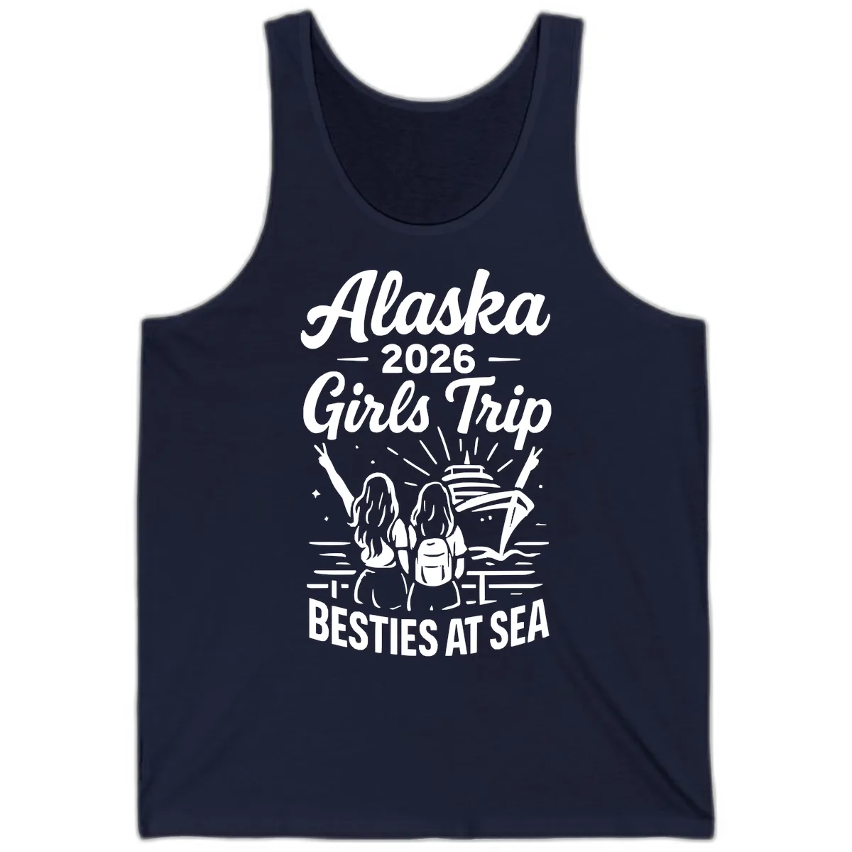 Alaska Girls Trip Besties At Sea Tank in Navy