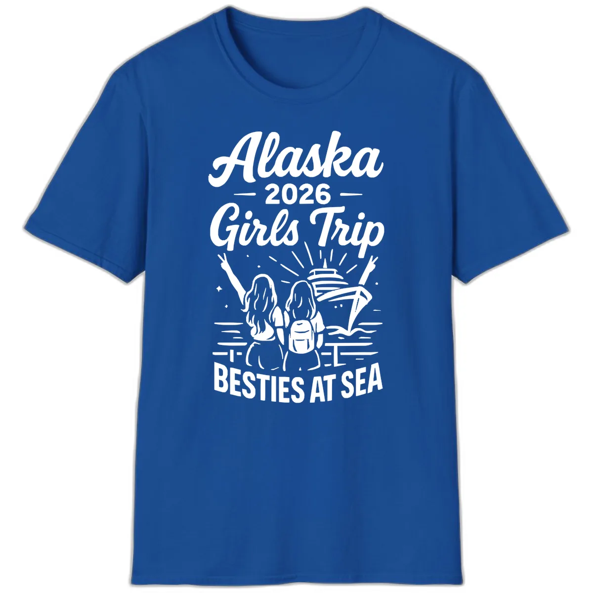 Alaska Girls Trip Besties At Sea T-Shirt in Royal