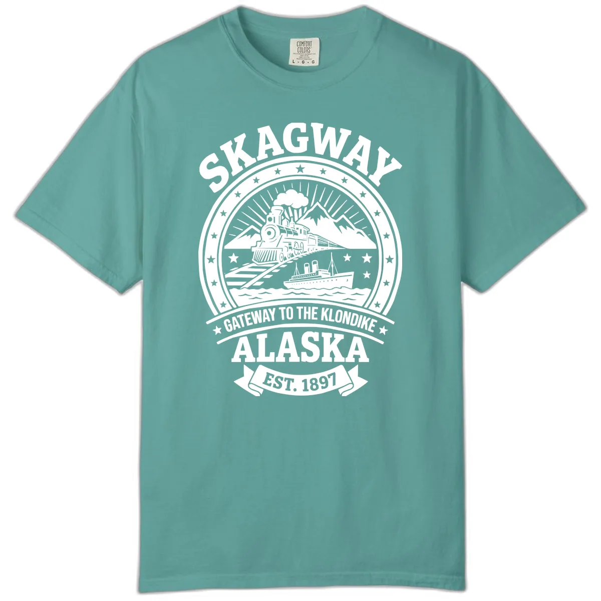 Skagway Gateway to the Klondike Comfort Color in Seafoam