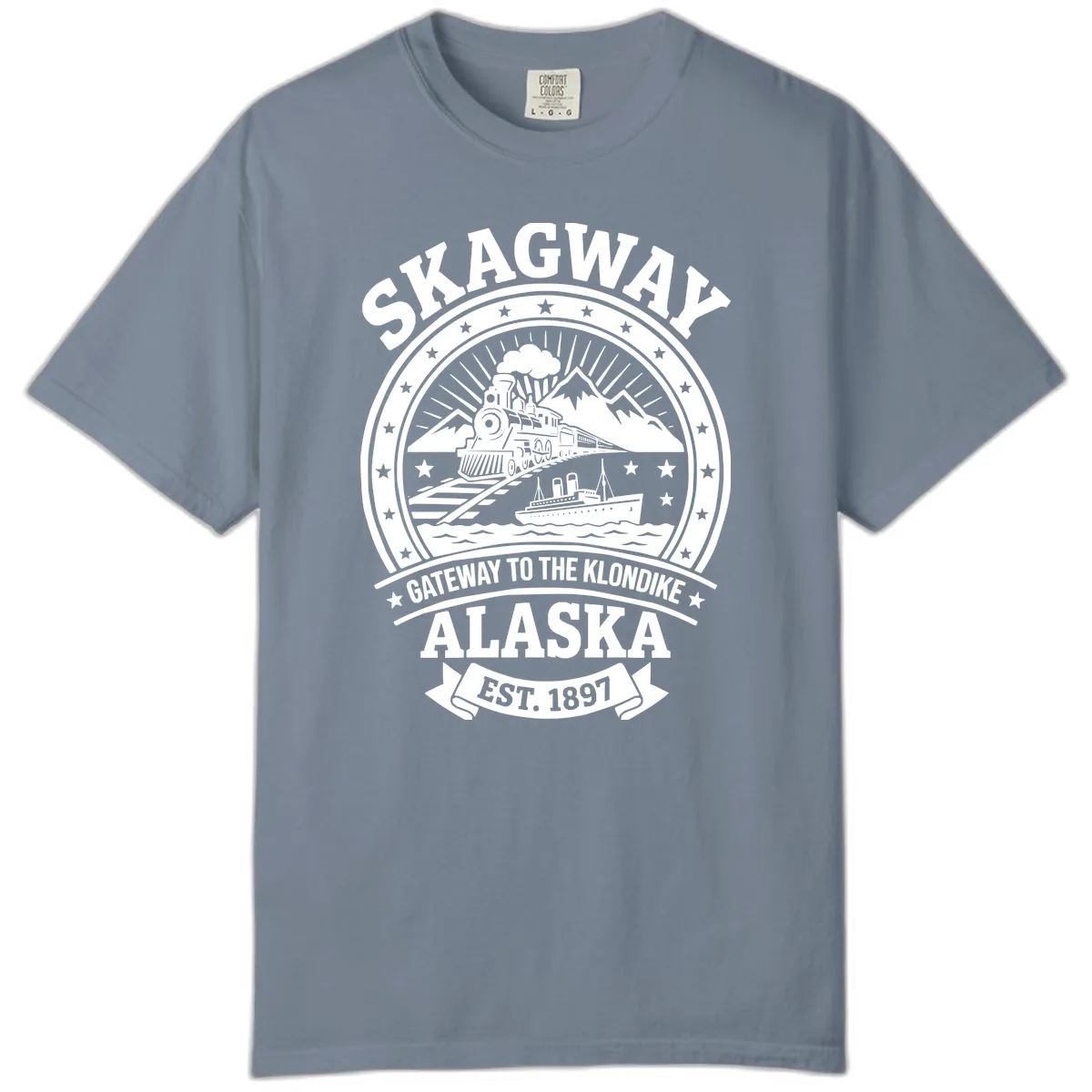 Skagway Gateway to the Klondike Comfort Color in Blue Jean
