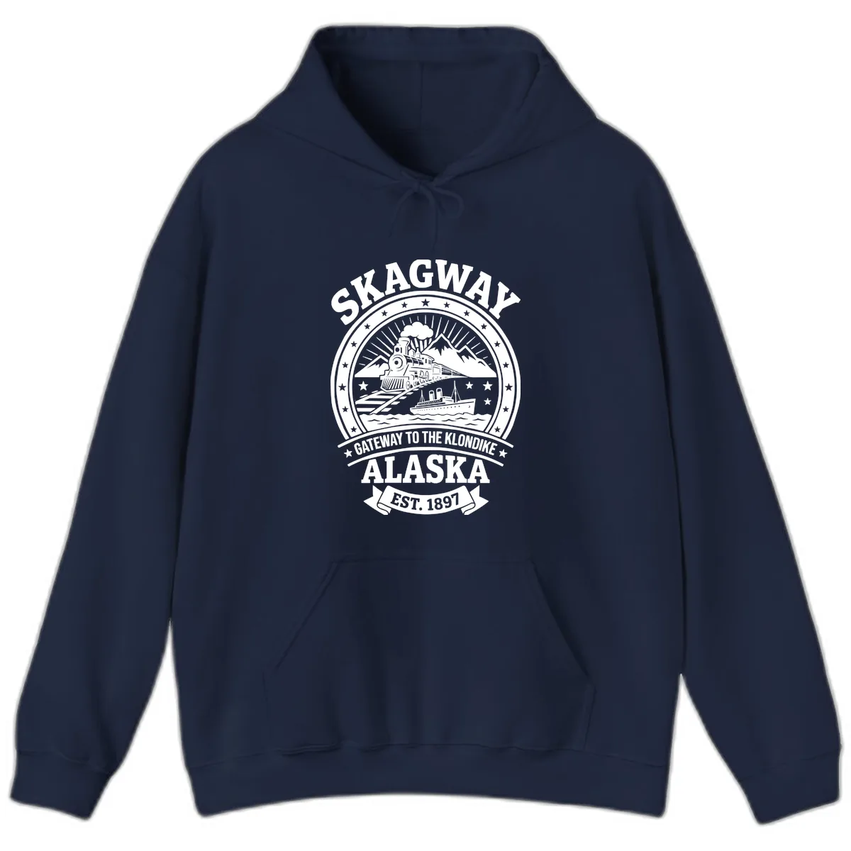Skagway Gateway to the Klondike Hoodie in Navy