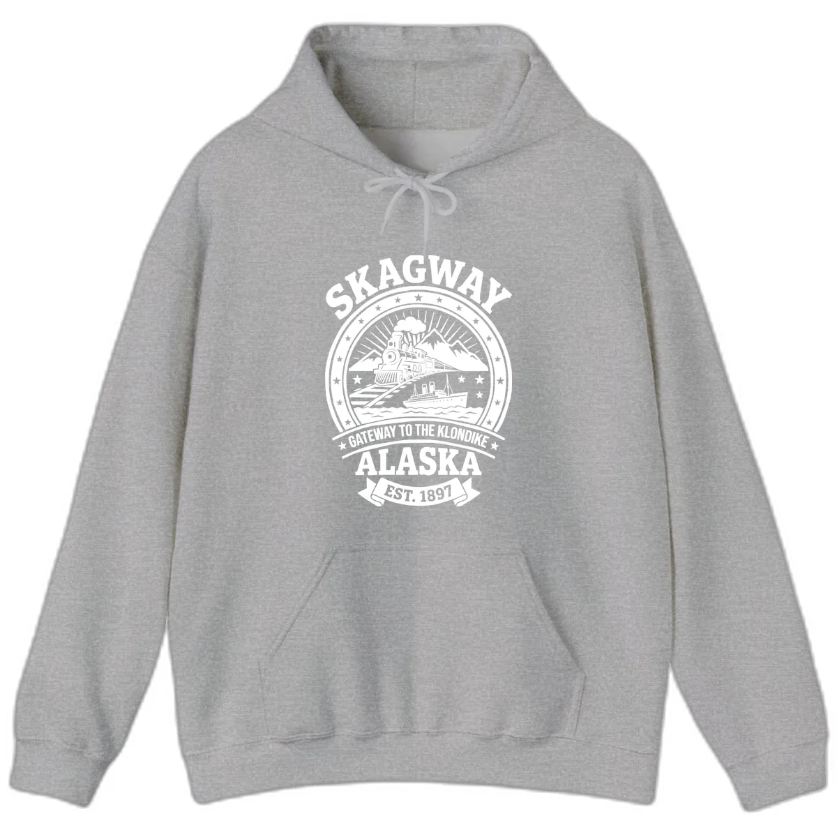 Skagway Gateway to the Klondike Hoodie in Sport Grey