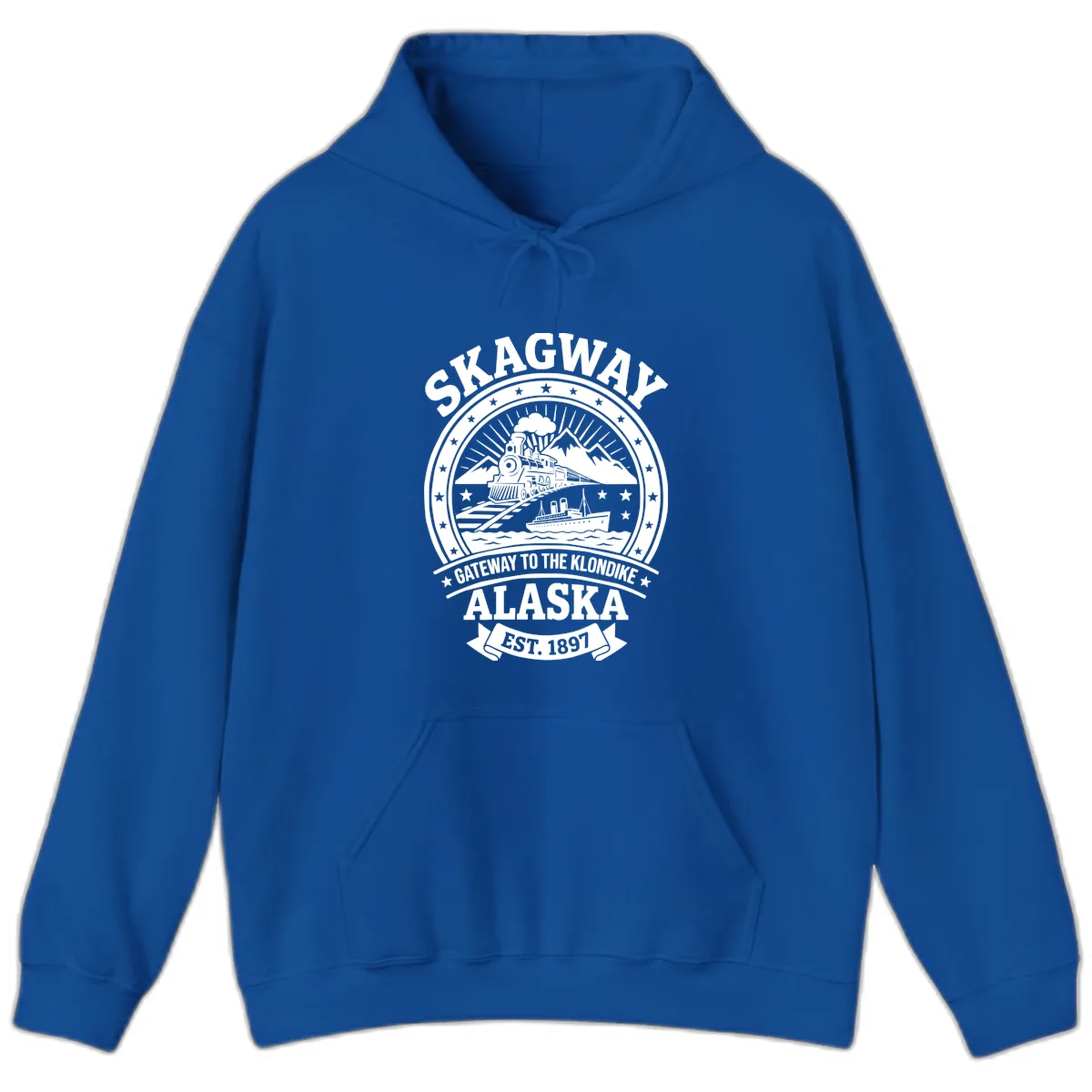Skagway Gateway to the Klondike Hoodie in Royal
