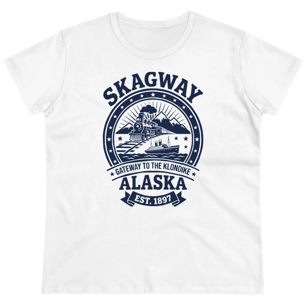 Skagway Gateway to the Klondike Ladies Tee in White