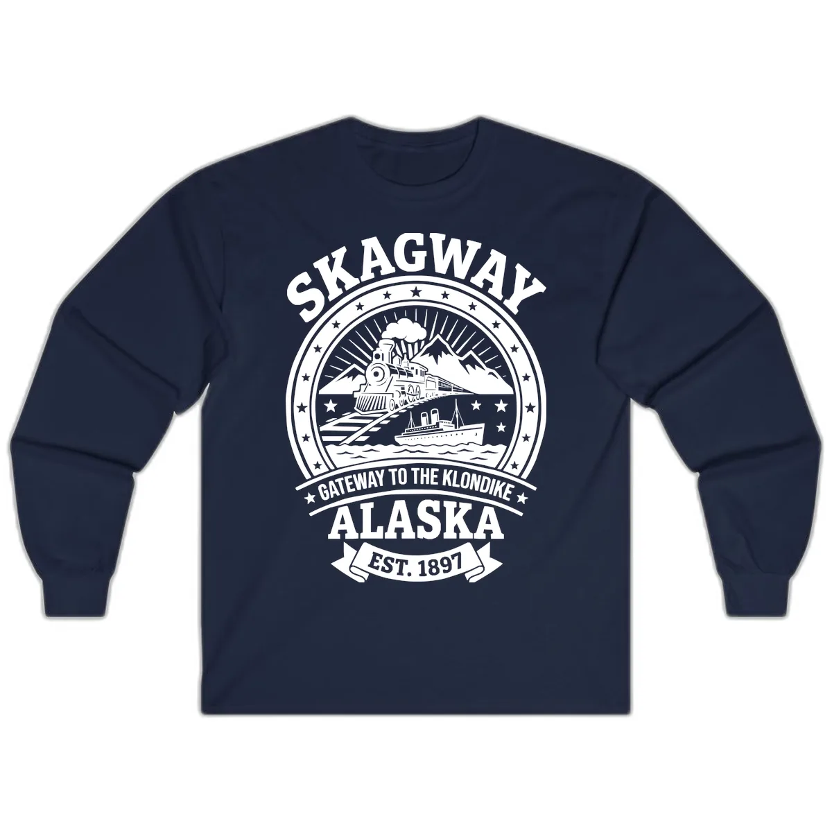 Skagway Gateway to the Klondike Long Sleeve in Navy