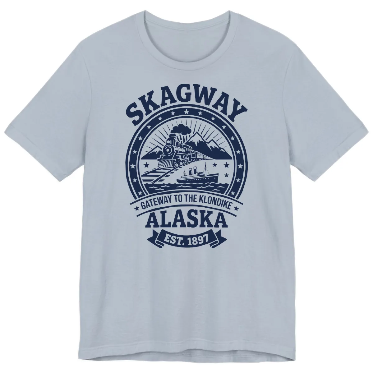 Skagway Gateway to the Klondike Premium T-Shirt in Light Blue