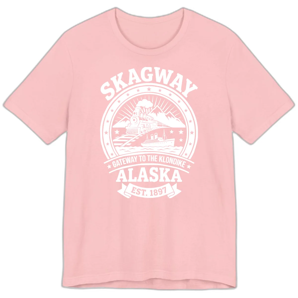 Skagway Gateway to the Klondike Premium T-Shirt in Pink