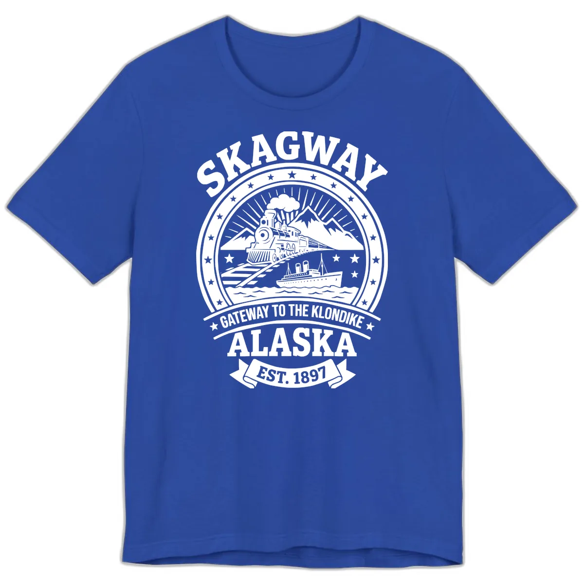 Skagway Gateway to the Klondike Premium T-Shirt in True Royal