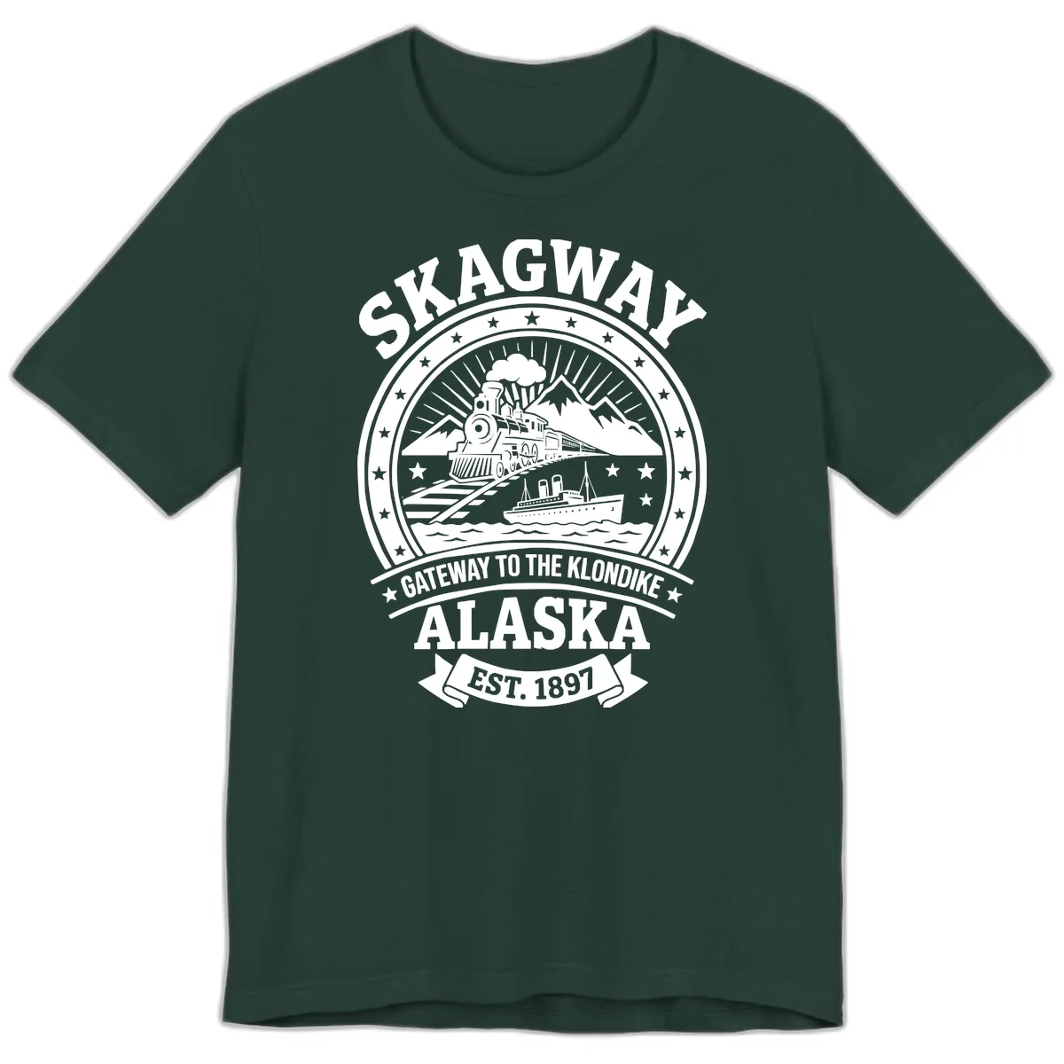 Skagway Gateway to the Klondike Premium T-Shirt in Forest