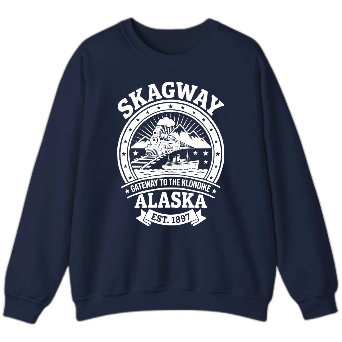 Skagway Gateway to the Klondike Sweatshirt in Navy