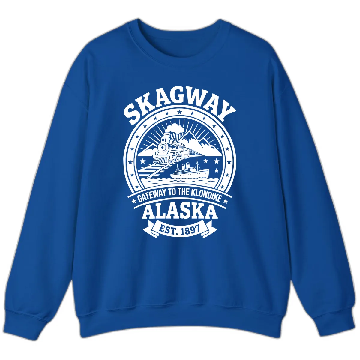 Skagway Gateway to the Klondike Sweatshirt in Royal