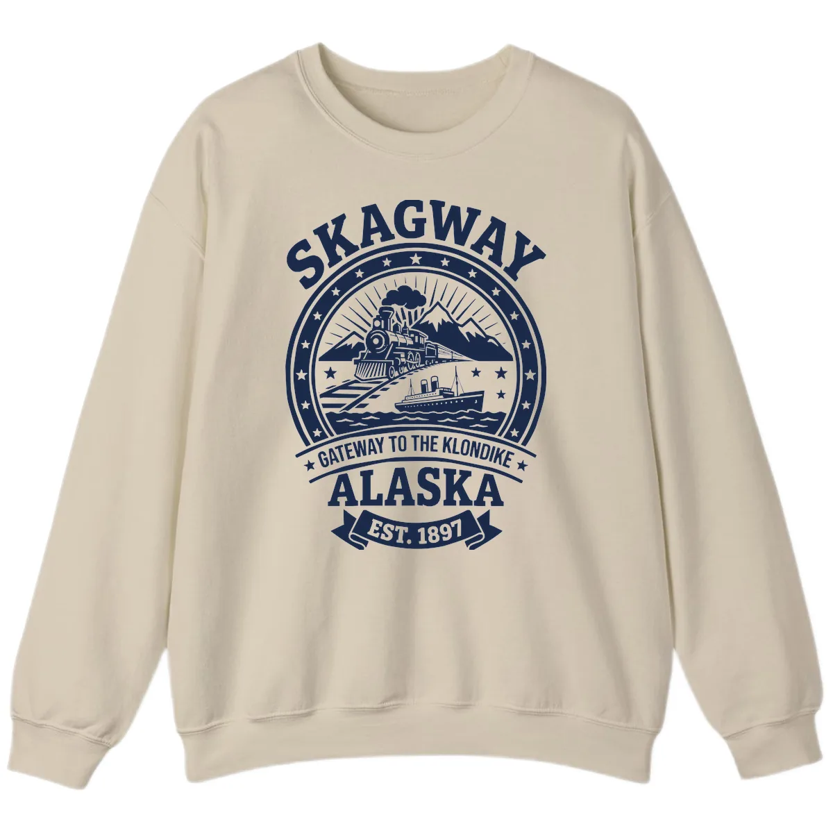 Skagway Gateway to the Klondike Sweatshirt in Sand