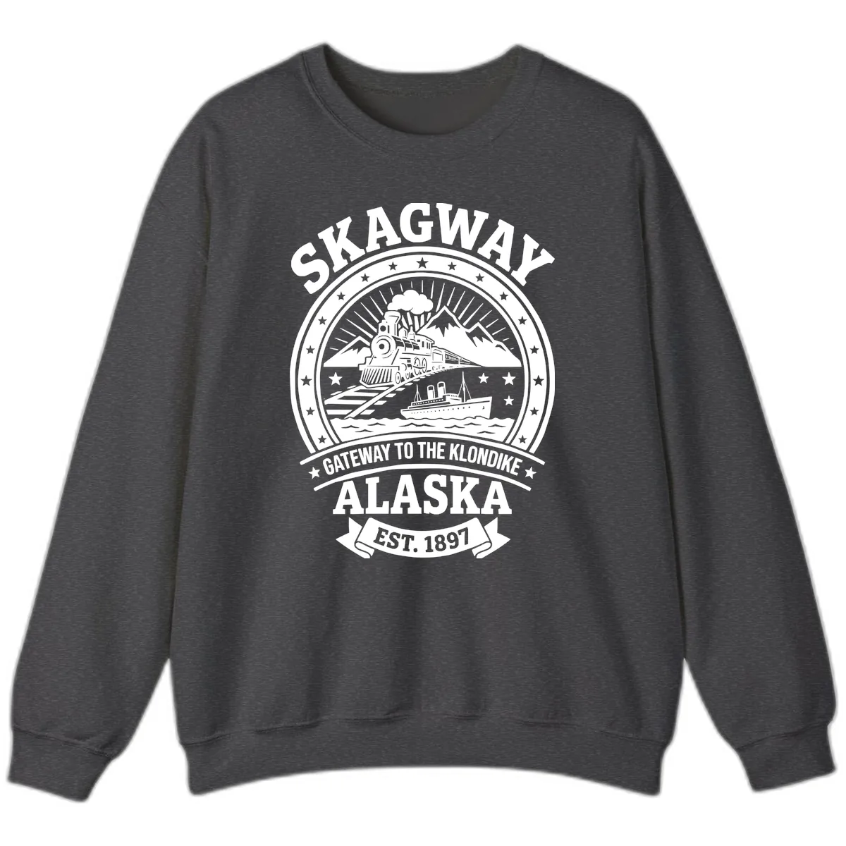 Skagway Gateway to the Klondike Sweatshirt in Dark Heather