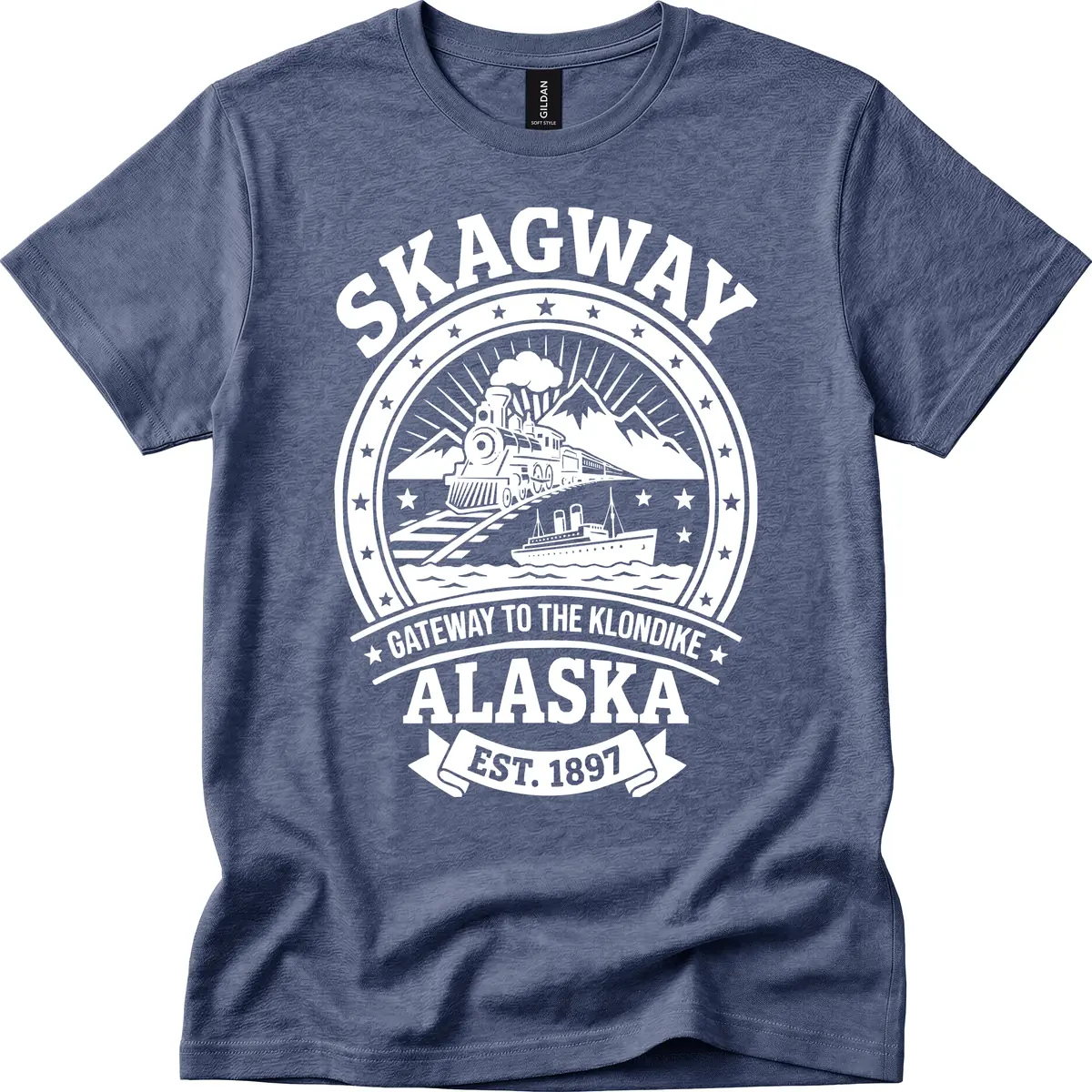 Skagway Gateway to the Klondike T-Shirt in Heather Navy