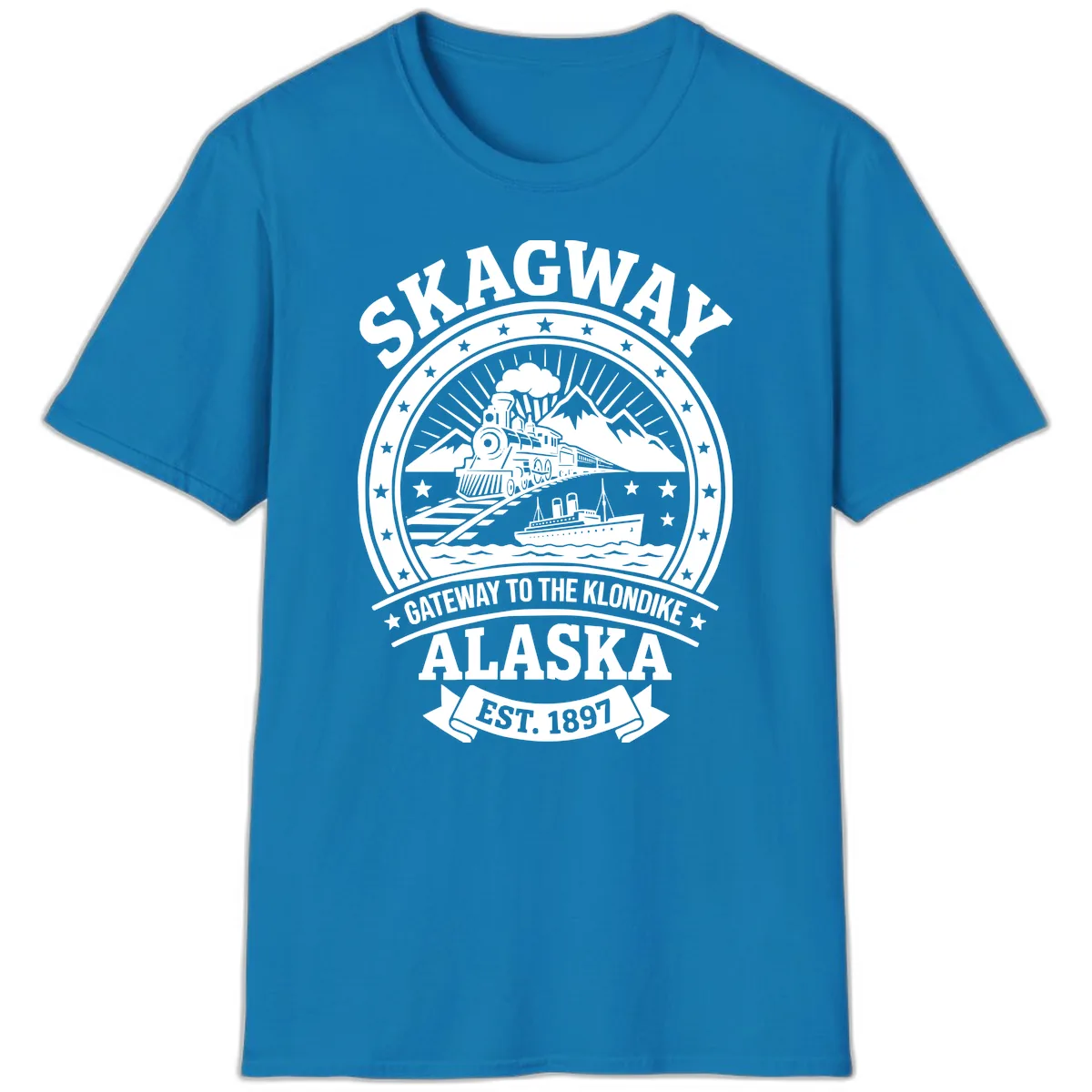 Skagway Gateway to the Klondike T-Shirt in Sapphire