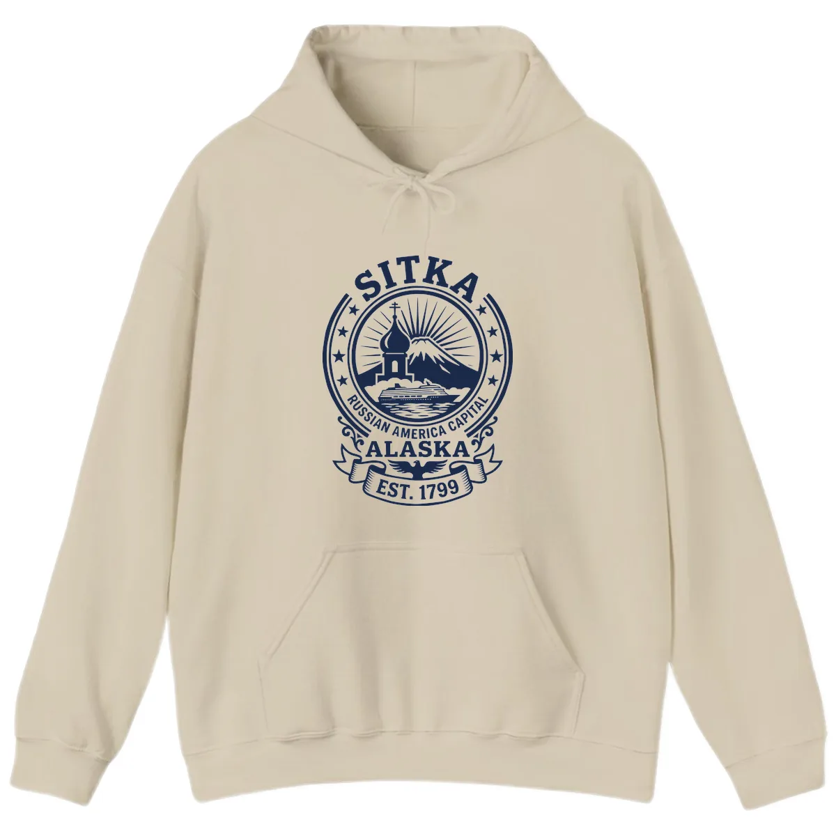 Sitka Russian America Capital Badge Hoodie in Sand