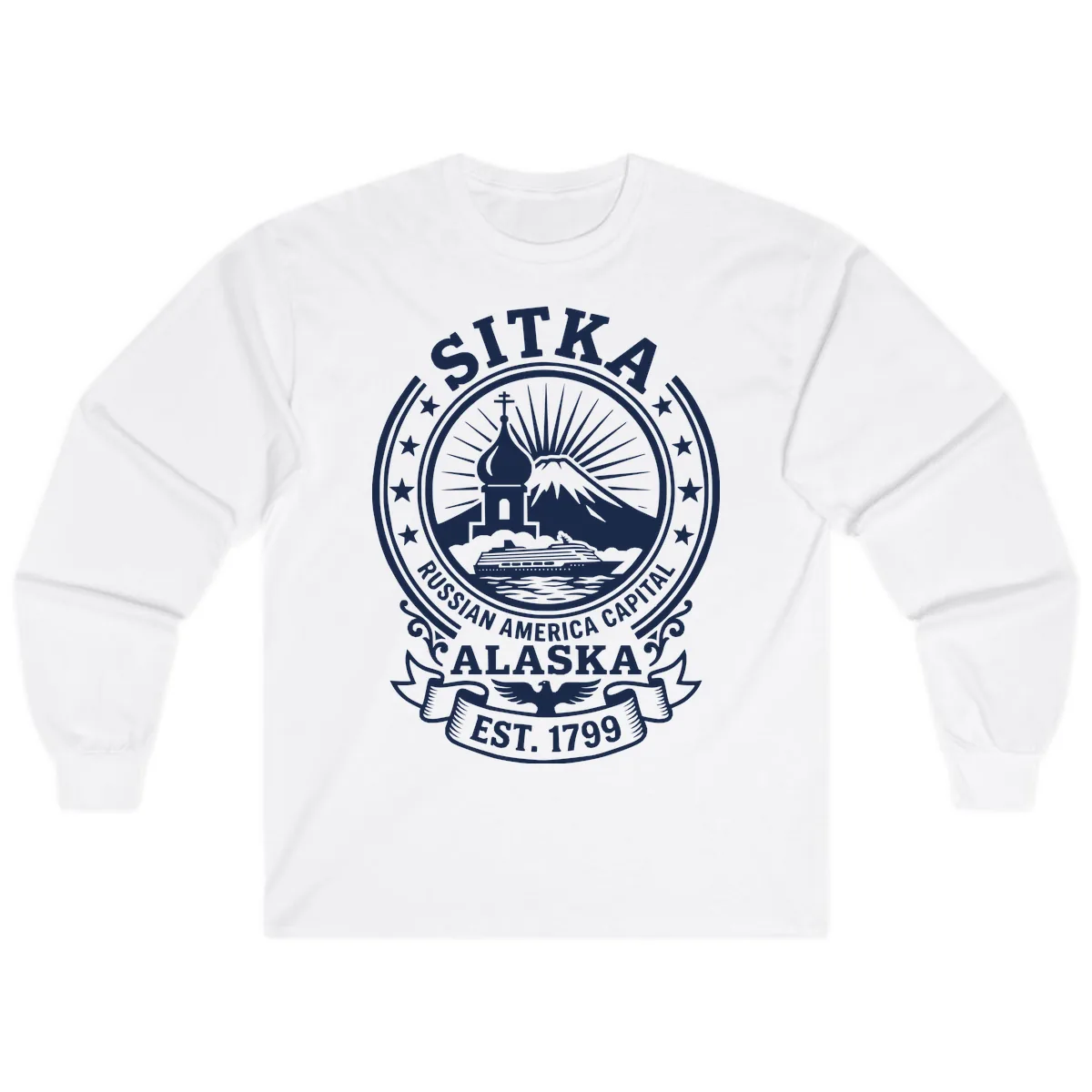 Sitka Russian America Capital Badge Long Sleeve in White