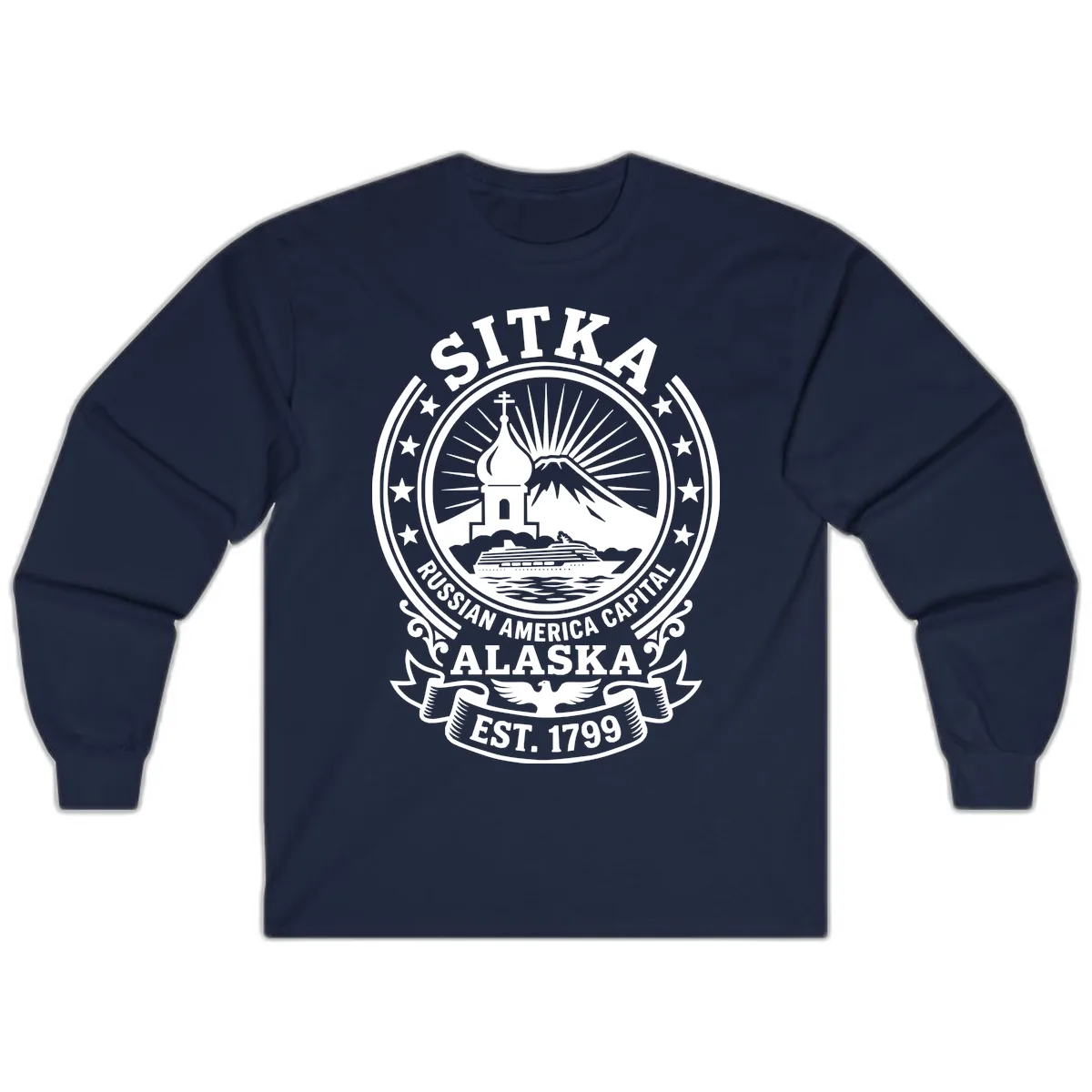 Sitka Russian America Capital Badge Long Sleeve in Navy