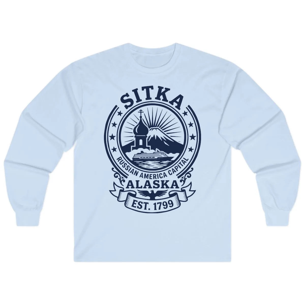 Sitka Russian America Capital Badge Long Sleeve in Light Blue