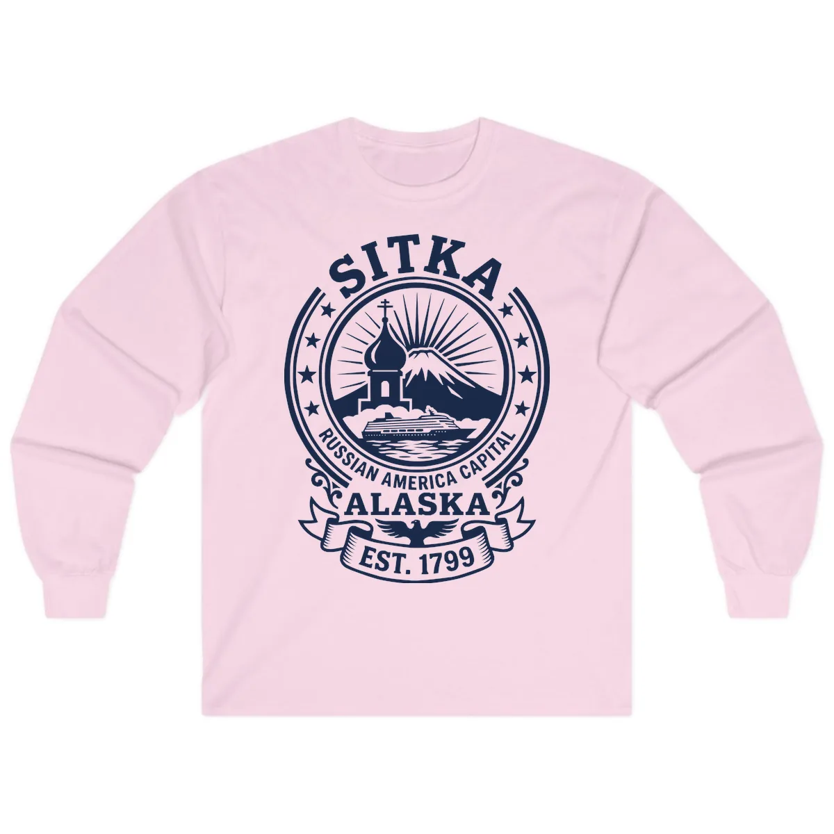 Sitka Russian America Capital Badge Long Sleeve in Light Pink