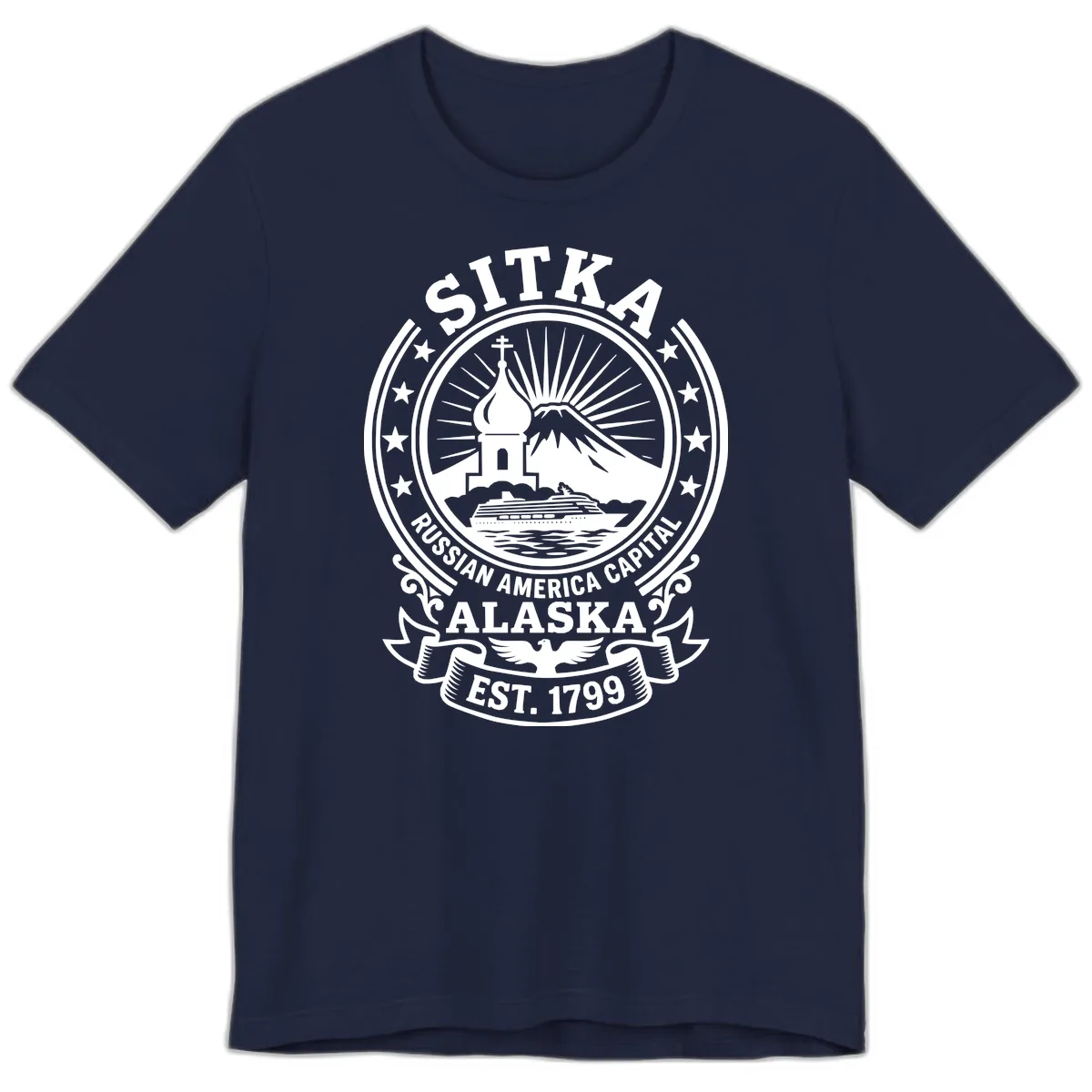 Sitka Russian America Capital Badge Premium T-Shirt in Navy