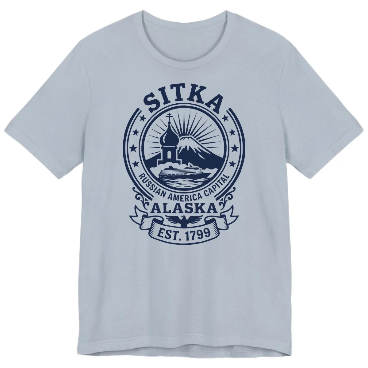 Sitka Russian America Capital Badge Premium T-Shirt in Light Blue