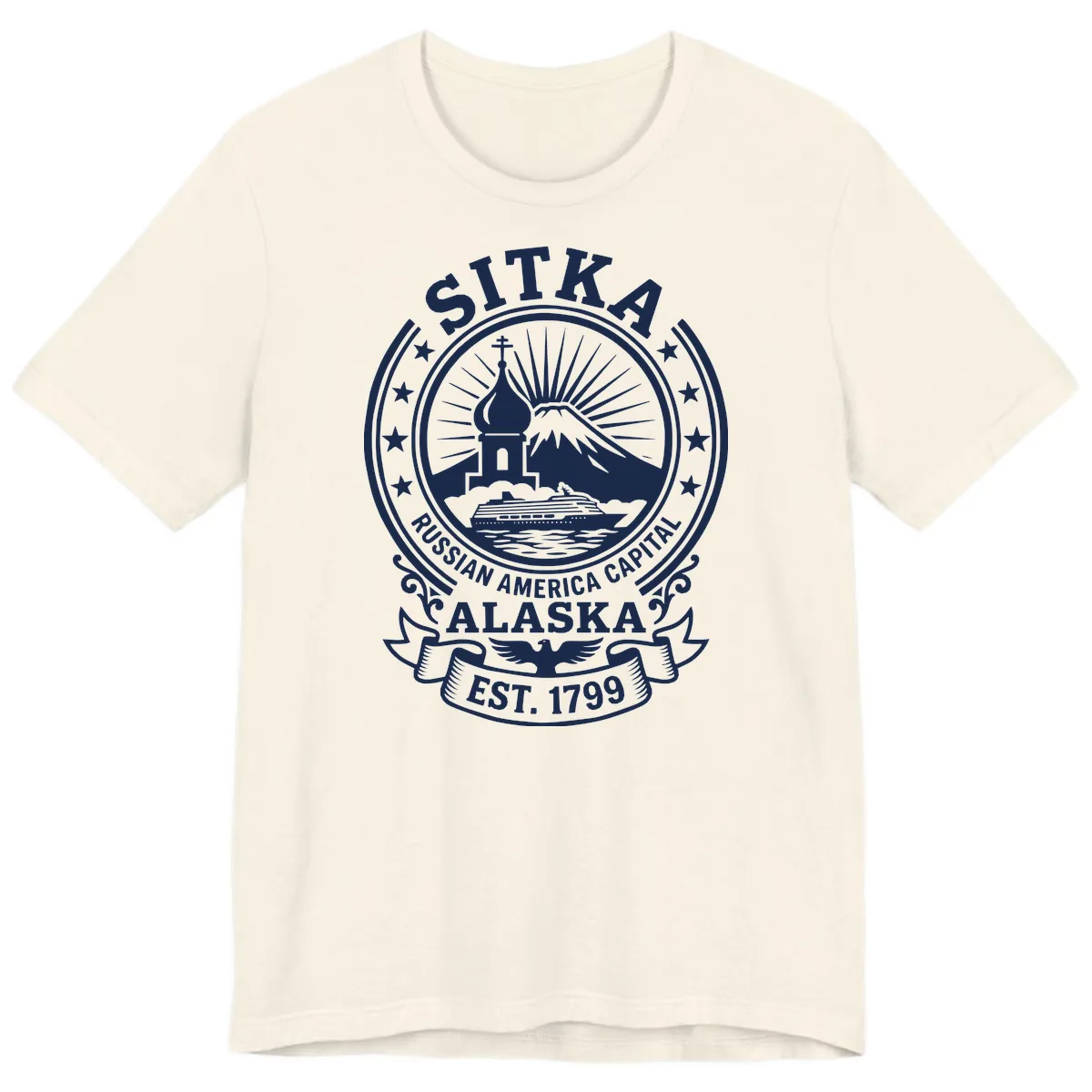 Sitka Russian America Capital Badge Premium T-Shirt in Natural