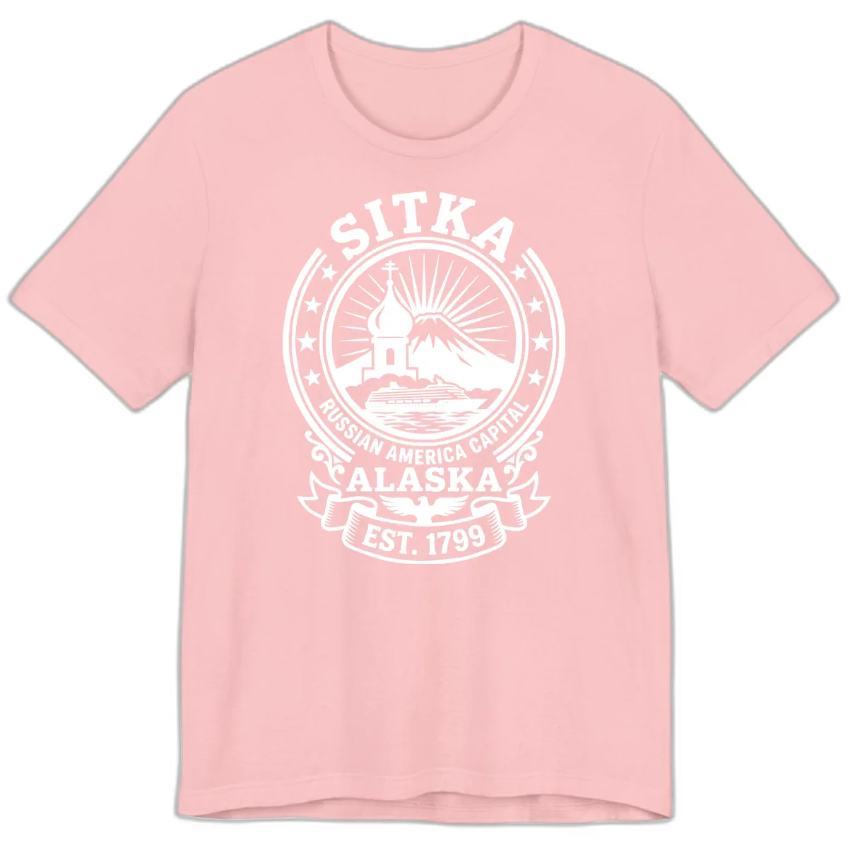 Sitka Russian America Capital Badge Premium T-Shirt in Pink